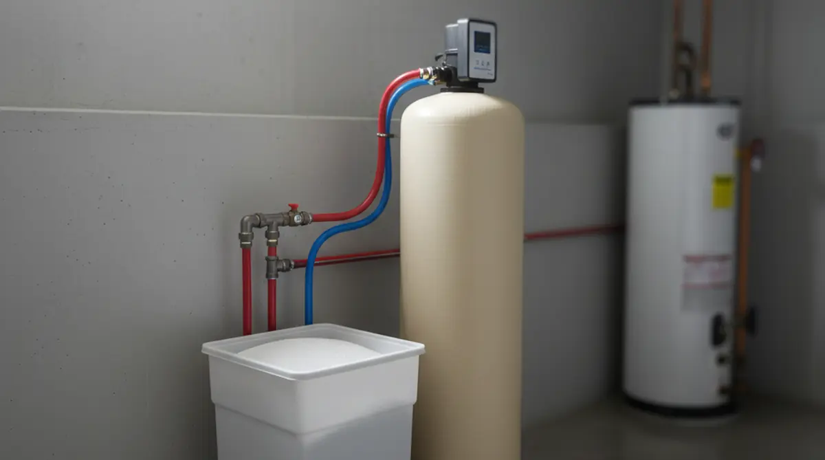 Whole-house water softener system in a South Carolina utility room