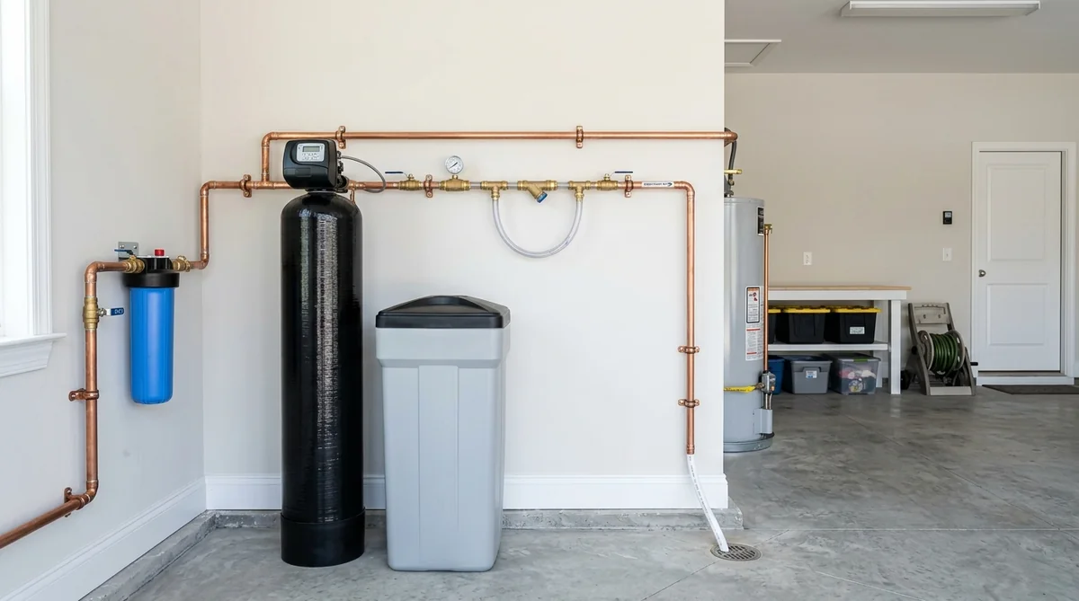 Professional whole-house water softener system installed in a Rowesville SC home